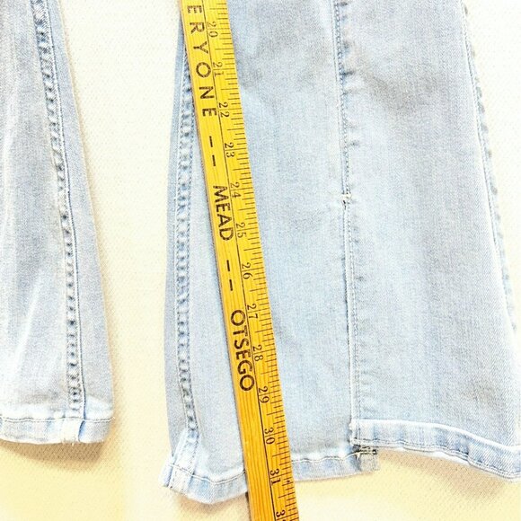 Hollister Junior High-Rise Flare Jeans 3R Blue Denim Light Wash Stretch Slit - Picture 4 of 10